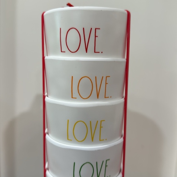 NWT Rae Dunn Melamine Colorful LOVE Stacking Cups - Picture 2 of 5